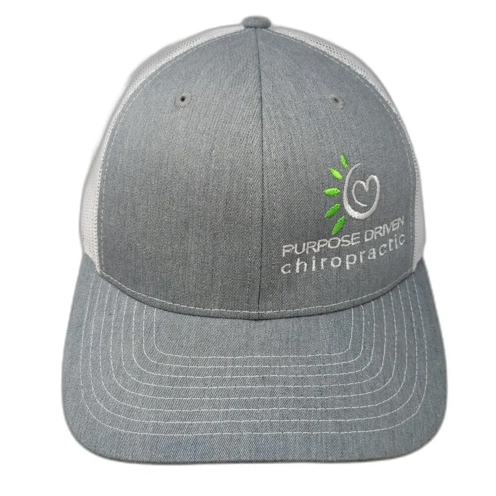 Richardson Trucker Hat Gray One Size Purpose Driven Chiropractic Logo Snapback
